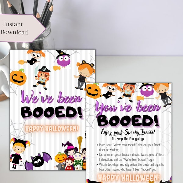 You've Been Booed, Booed Game, We've Been Booed, You've Been Booed Printable, Halloween Game, Trick and Treat, Halloween Sign, Basket Note