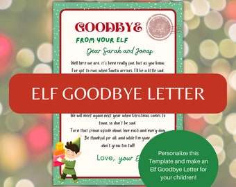 Personalized Official Elf Goodbye Letter, Goodbye from your Elf, Christmas Letter, Goodbye Letter, Elf, Letter from your Elf, Printable PDF