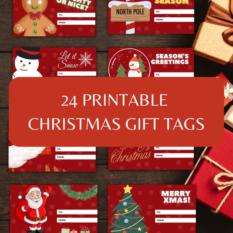 Printable Christmas Gift Tags Printable Tags Instant Etsy