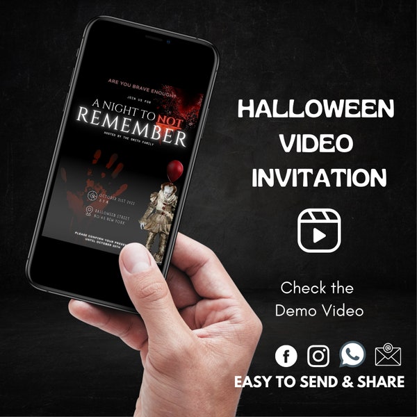 Halloween VIDEO Invitation, Halloween Invite, Scary Halloween, Halloween Party Invite, Video Invitation, Personalized Video Invitation