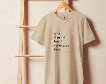 Camiseta personalizada con letra de canción, regalo personalizado para amantes de la música, camiseta minimalista, ropa ecológica y orgánica, camiseta unisex.