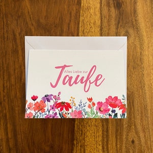 JW Karte + Umschlag, Taufe, Blumen, Klappkarte