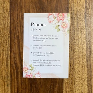 JW 2 Postkarten, Pionier Karte , JW Geschenk, Pionierschule, Rosa