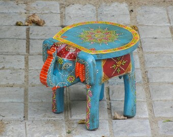 Hölzerner Elefant Hocker, Beistelltisch, Beistelltisch, Fußhocker, Ottomane, Hocker, Bankstuhl, Miniaturdekorativ, Kinderhocker, indischer Stil