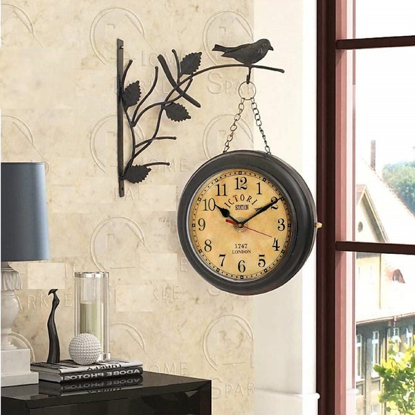 10inch Modern Pendulum Wall Clock - Decorative and Unique Metal Frame - Contemporary, Minimalist Design,Silent Battery Operation