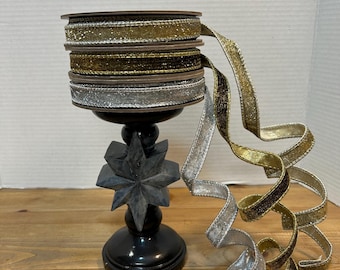 Metallic Faux Velvet Silver, Gold and Silver and Gold. D Steven Designer, .5 x 10 yds