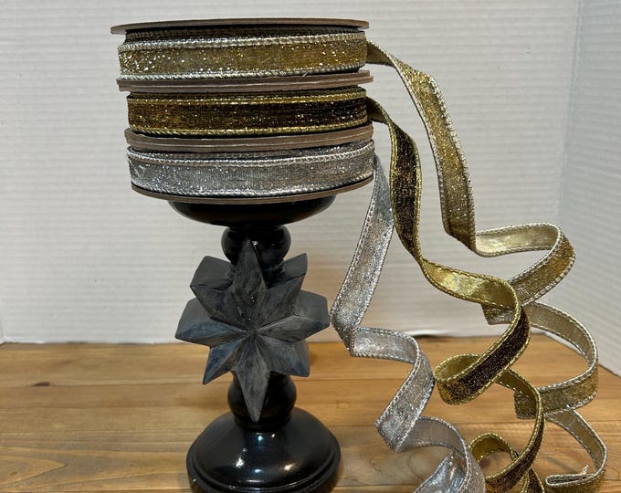Metallic Faux Velvet Silver, Gold and Silver and Gold. D Steven Designer, .5 x 10 yds