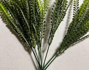 Beaded Green Grass Pick, Faux Button Fern, Wreath Supply