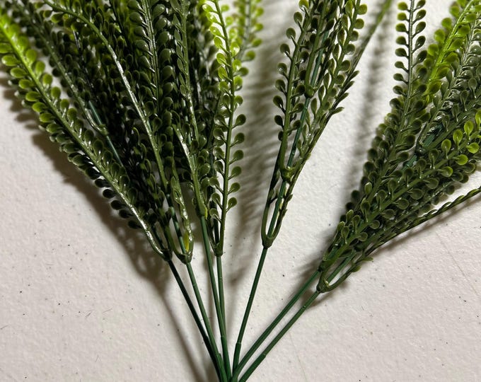 Beaded Green Grass Pick, Faux Button Fern, Wreath Supply