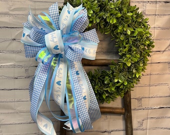 Baby announcement bow; Blue Bow, Gender Reveal