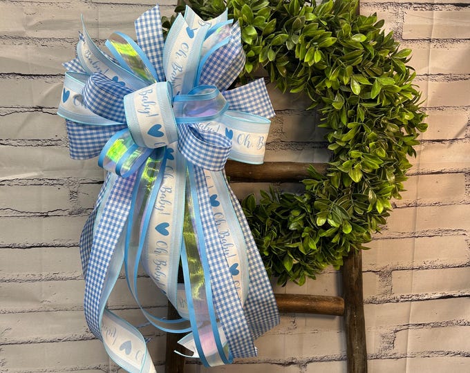Baby announcement bow; Blue Bow, Gender Reveal
