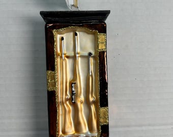 Gun Cabinet Tree Ornament, Brown and Gold Glass Ornament, Christmas Gift