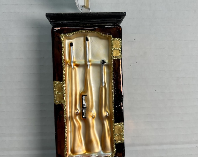 Gun Cabinet Tree Ornament, Brown and Gold Glass Ornament, Christmas Gift