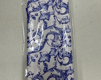 Personalized Embroidered Blue Chinoiserie Wreath Sash (4"x56"), D. Stevens Ribbons