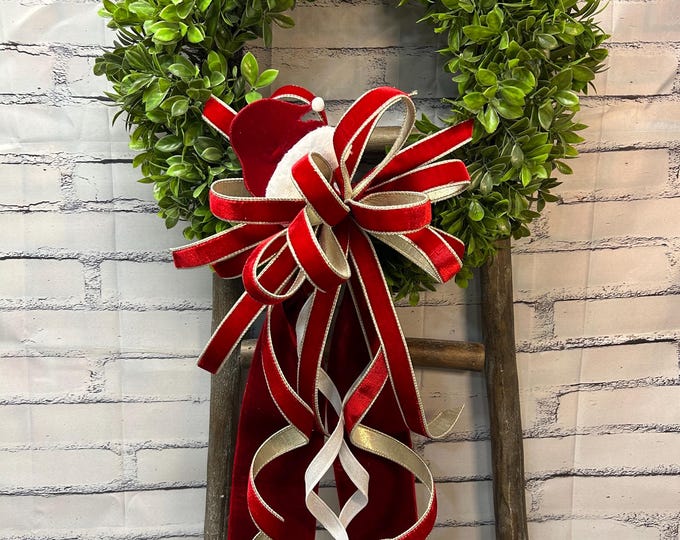Christmas Red Velvet Bow and Wreath Sash Combo ,  Home Decor, and D Steven Red Velvet Sash