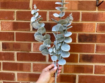 Eucalyptus Stem-Flocked 30”, Wreath Decoration, Faux Pick