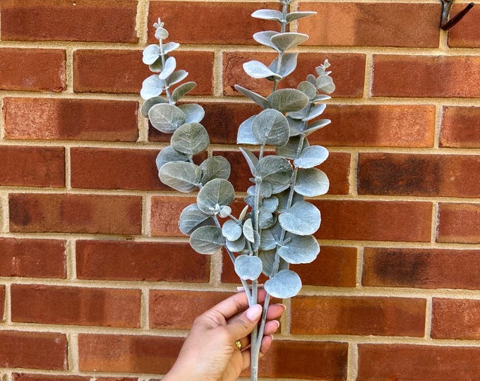 Eucalyptus Stem-Flocked 30”, Wreath Decoration, Faux Pick