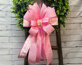 Baby announcement bow; Pink Bow, Gender Reveal, Bow Style 2