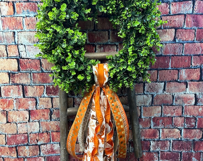 Fall Bow Wreath Sash,  Handmade Home Decor, Personalization Available and Handmade Sash