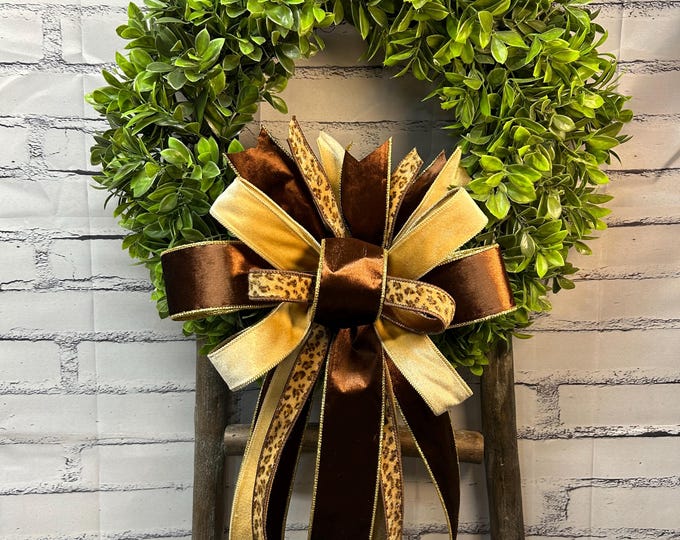 Fall - Brown Tone Bow – Autumn Decor, Designer Ribbon, Brown Velvet Ribbon, Animal Print Ribbon