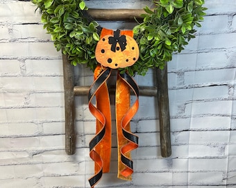 Fall - Halloween Wreath Sash,  D Steven Velvet Sash, Pumpkin Clip