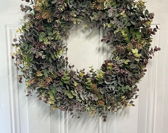 Eucalyptus Hopps Wreath 22” - MixWreath, Front Door Wreath