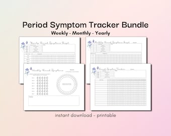 Seguimiento de salud femenina imprimible en PDF / Registro de menstruación y síntomas / Planificador del ciclo menstrual, Diario de bienestar (descarga instantánea)