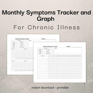 Printable Monthly Symptoms Tracker and Graph / Chronic Illness Tracker / Health Tracker