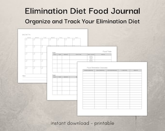 Printable Elimination Diet Food Journal / Food Allergy Journal / IBS tracker / Instant Download