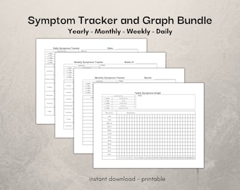 Symptom Tracker, Chronic Illness Log, Pain Tracker, Instant Download, Printable Health Journal