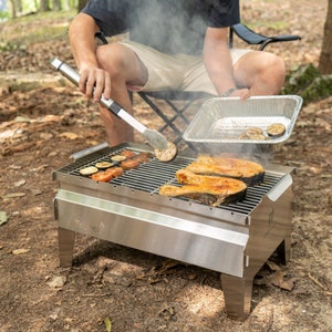 Space Saving Foldable Charcoal BBQ Grill for Tabletops, Portable Outdoor Camping Barbecue, Compact Design for On the Go Grilling TravelX S02