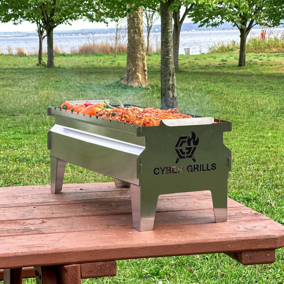 Portable Foldable Charcoal Tabletop Grill, Compact Fire Put for Outdoor