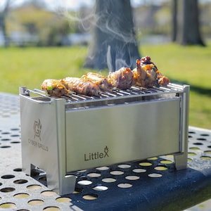 Foldable Charcoal Grill – Compact Stainless Steel Tabletop BBQ for Camping, Outdoor Cooking Hibachi