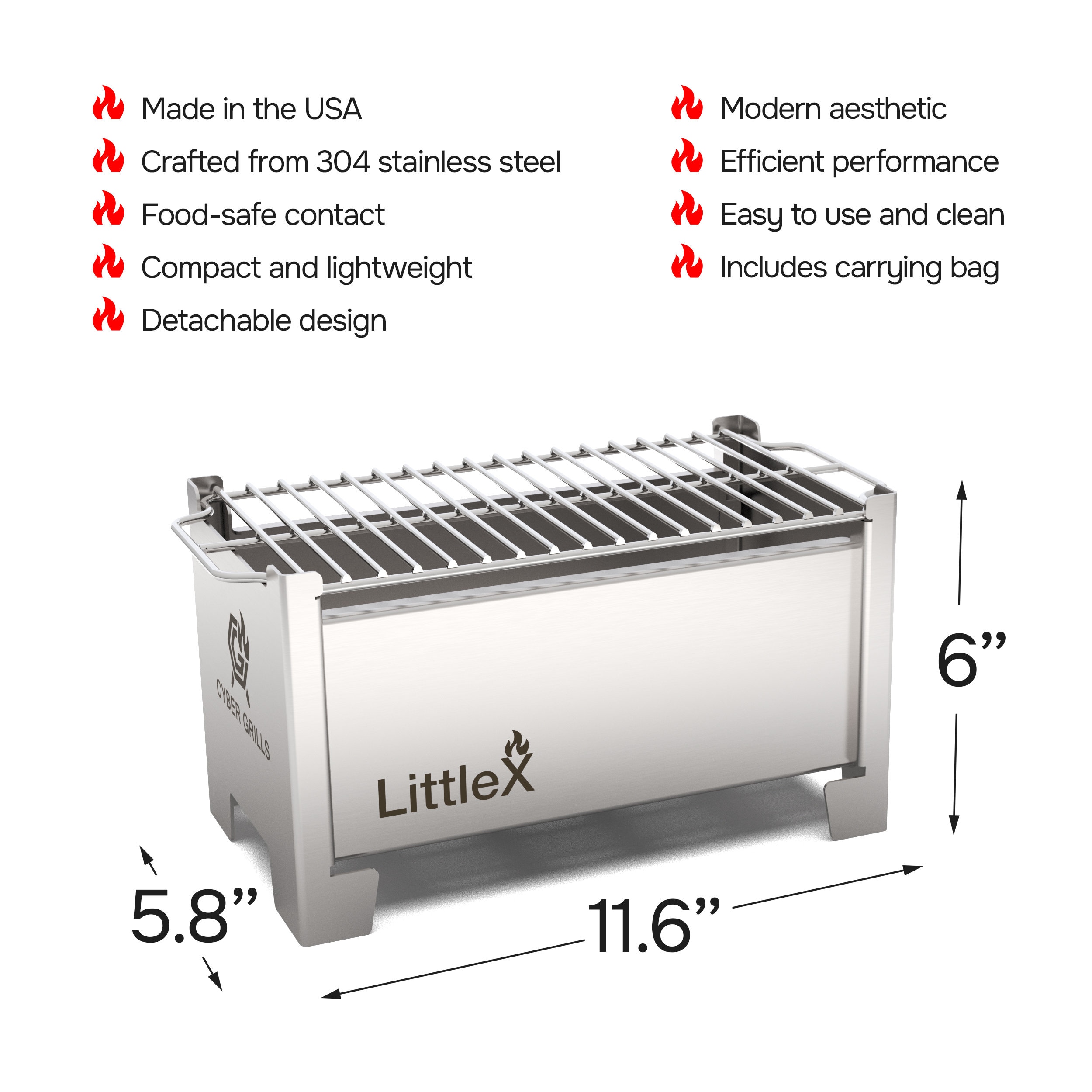 Foldable Charcoal Grill – Compact Stainless Steel Tabletop BBQ for