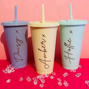 Personalised Cold Cup Bridesmaid Gift Hen Party Cups Reusable Cups Personalised Tumbler Bridal Party gift Iced Coffee Cup Bride gift Hen Do