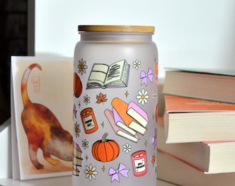 Frosted Pumpkin Lover 16oz Tumbler with Bamboo Lid | UV-Decorated Plastic Tumbler | Gift Idea