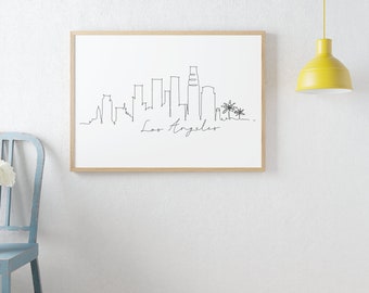 Los Angeles Skyline Printable Wall Decor, Fine Line Print, Minimalistische Wall Art, Modern One Line Art, Landmark Poster, City Skyscraper Poster