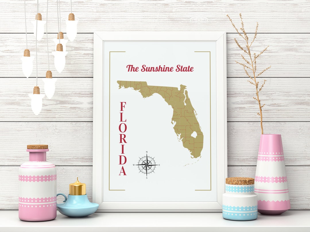 Florida State Map Poster Digital Download Printable for Home - Etsy