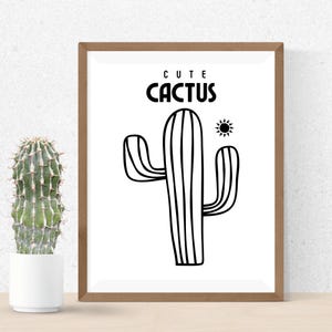 Stampa di cactus, arte murale di cactus, stampe minimaliste d'arte stampabili, stampa artistica murale del deserto, arte di cactus, decorazione botanica, schizzo, disegno a tratteggio
