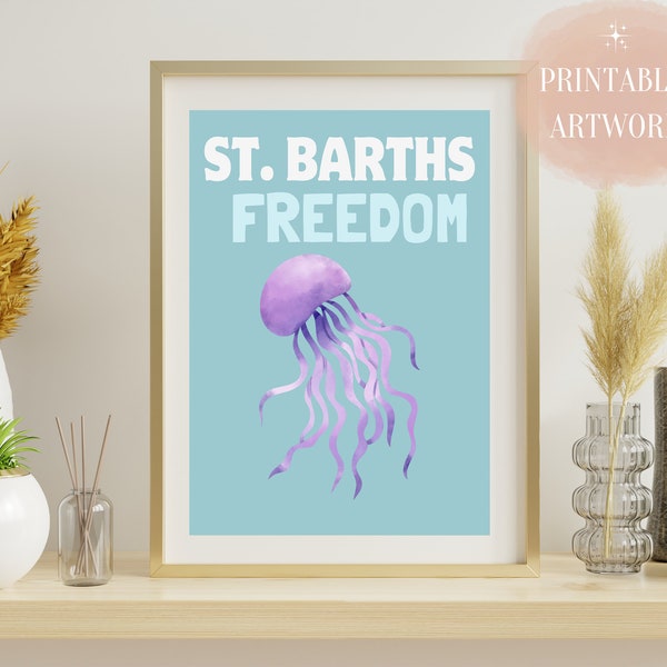 ST. BARTHS - Designer Travel Collection- Birthday Present, City, Landscape, Aesthetic Wall Art - Printable Artwork