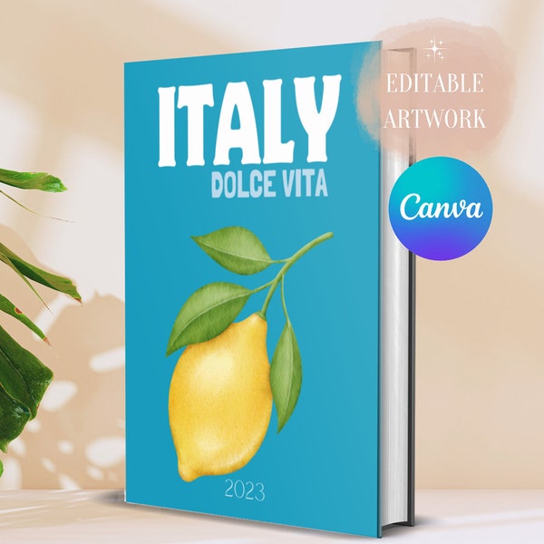 Editable Designer Digital Travel Photobook Cover - ITALY - for DIY Coffee Table Book with 4 different back covers // Digital Download