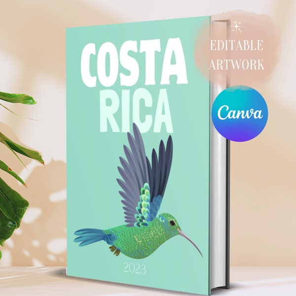 Editable Designer Digital Travel Photobook Cover - COSTA RICA - for DIY Coffee Table Book with 4 different back covers // Digital Download