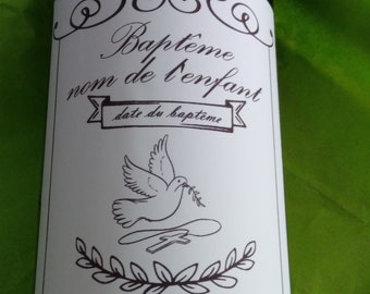 Personalized Wine Bottle label "Baptism" with first name and date of your choice