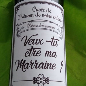 Personalized Wine Bottle label &quot;Do you want to be my godfather or godmother&quot; with first name
