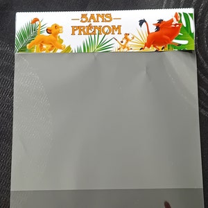 Sacchetto di caramelle personalizzato Re Leone "con il nome e l'età che preferisci", ideale per un compleanno