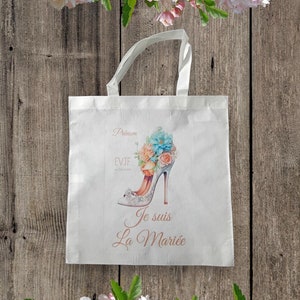 tote bag/sac shopping/cabas personnalisé Je suis la mariée personnalisé avec prénom et date au choix image 1