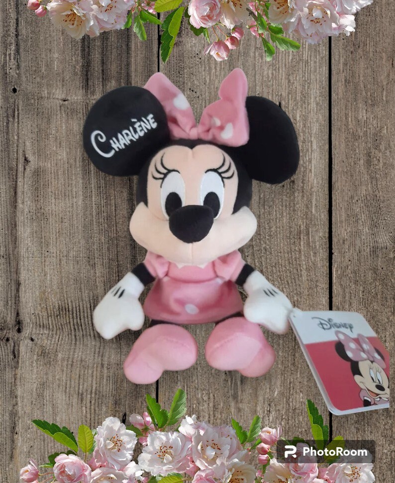 Peluche Disney Minnie personnalisé avec prénom de votre choix blanc