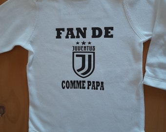 Body de bebé personalizado "fan de la Juventus como papá" posibilidad de modificar la palabra papá con la palabra que tú elijas