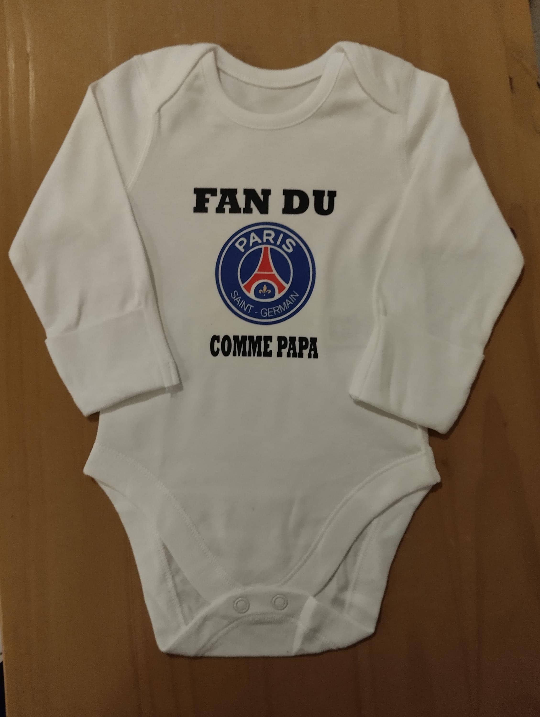 Body bébé personnalisé Fan du PSG comme papa possibilité de