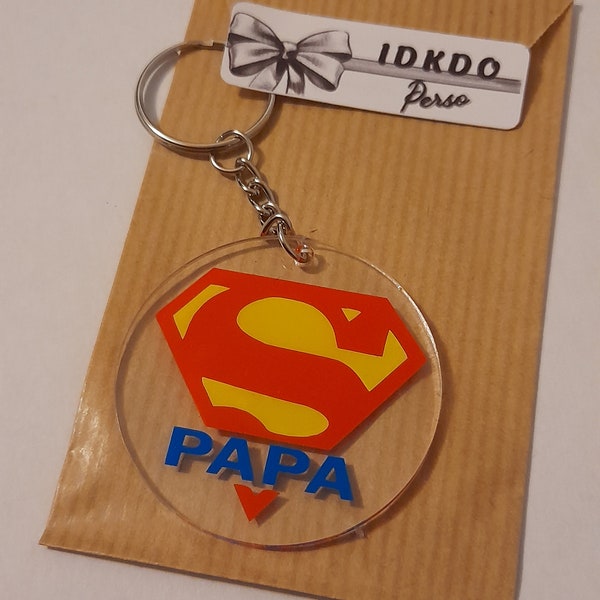 Porte clé personnalisé idéal pour offrir au Papa "Super-héros Papa"